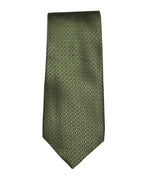 Olive Green Geometric Pattern Microsilk Tie for Men