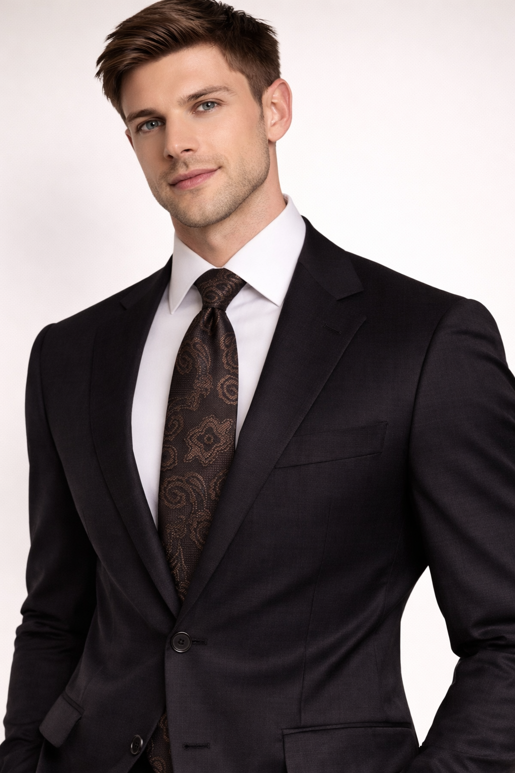 Dark Brown Paisley Microsilk Tie for Men