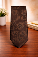 Dark Brown Paisley Microsilk Tie for Men