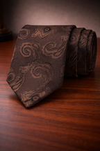 Dark Brown Paisley Microsilk Tie for Men