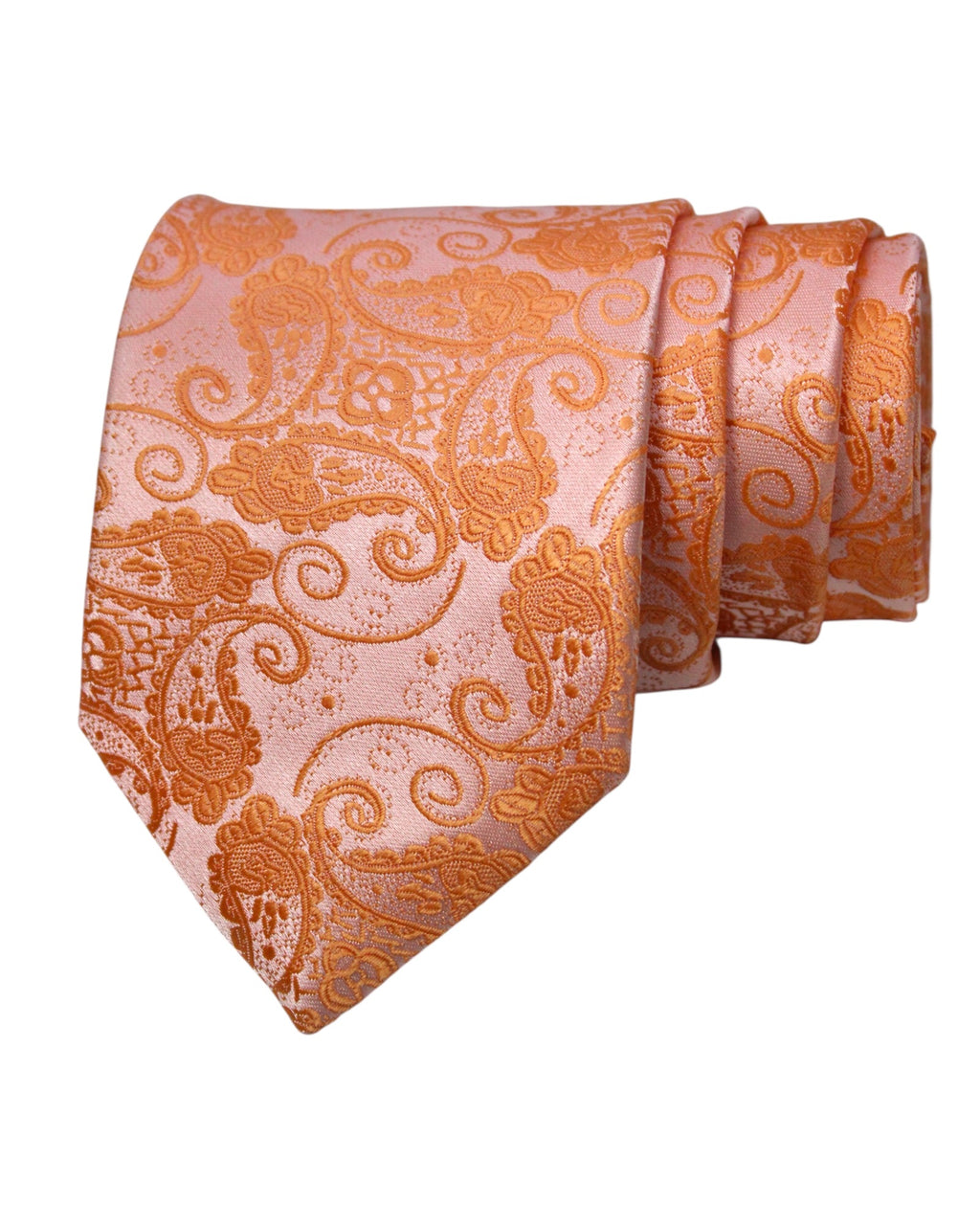 Coral Peach Paisley Microsilk Tie