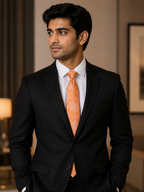 Coral Peach Paisley Microsilk Tie