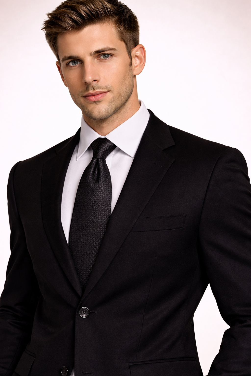 Classic Black Textured Microsilk Tie