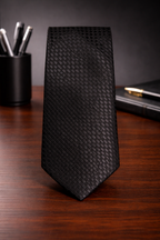 Classic Black Textured Microsilk Tie