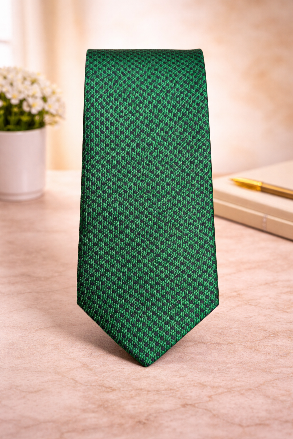 Green & Navy Micro Dot Microsilk Tie