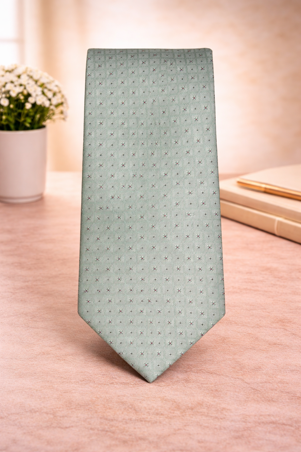 Sage Green Micro Pattern Microsilk Tie