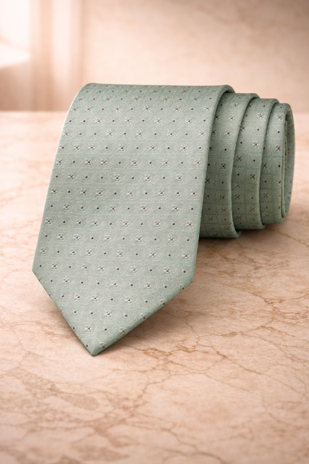 Sage Green Micro Pattern Microsilk Tie