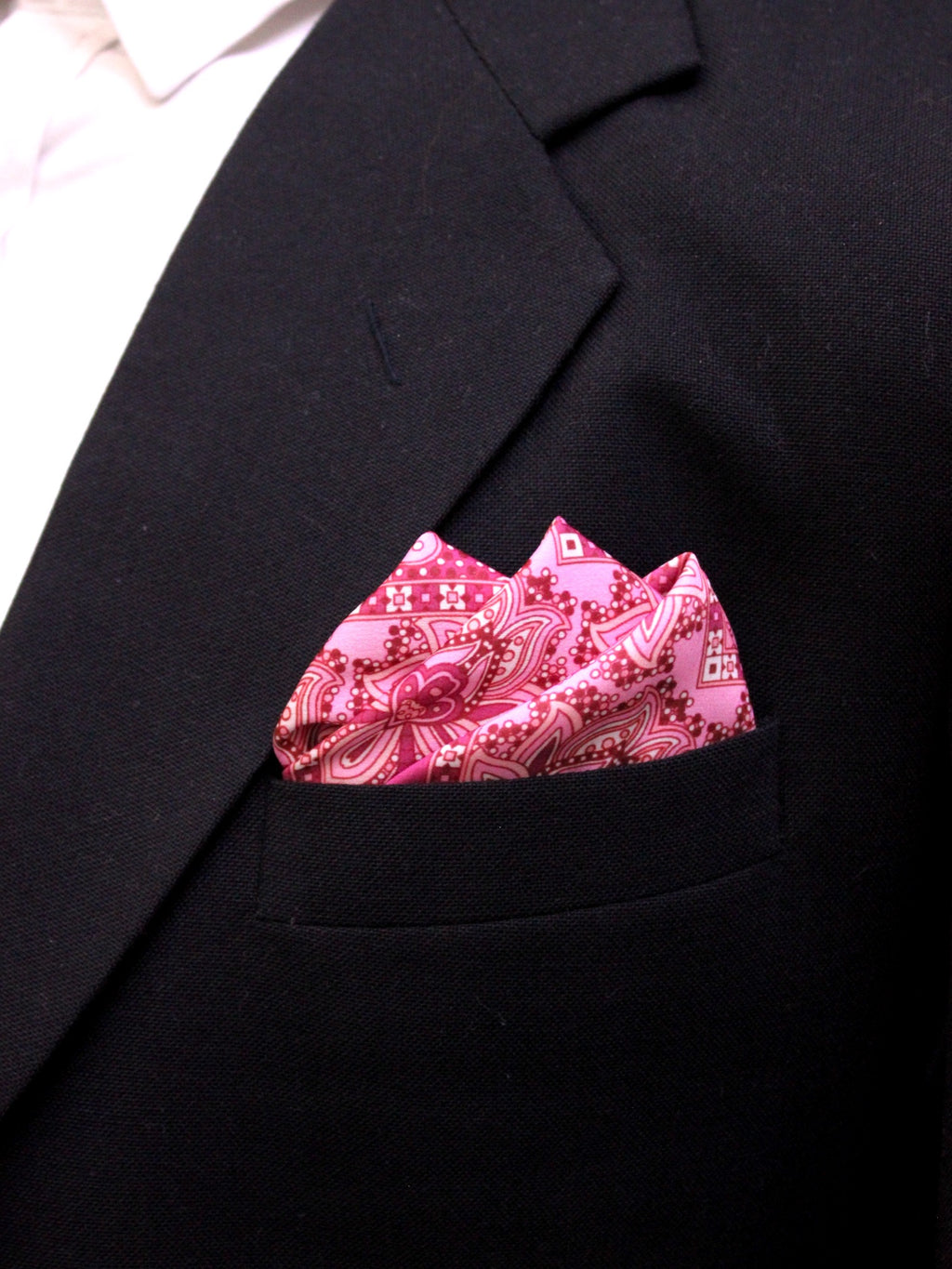 Fuchsia Pink Paisley Microfiber Pocket Square