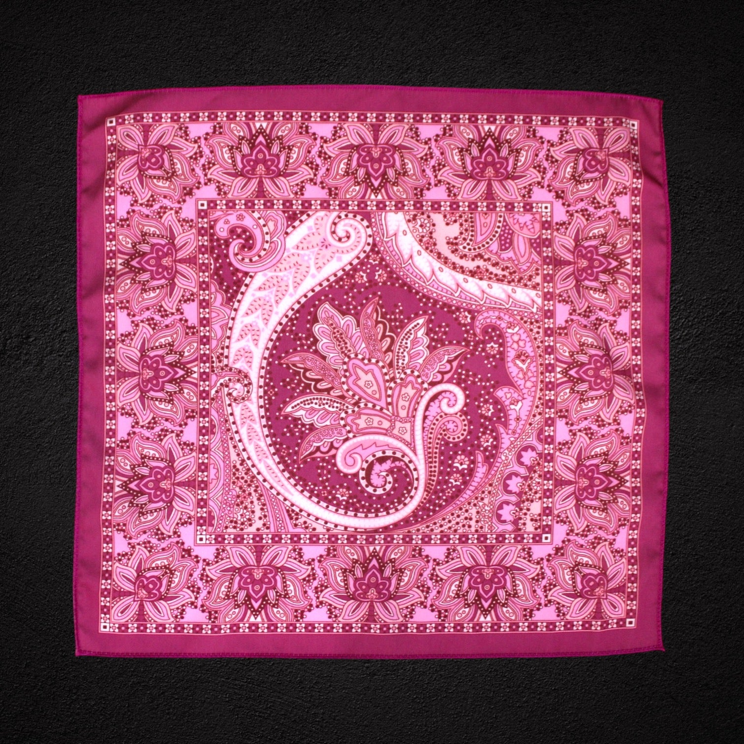 Fuchsia Pink Paisley Microfiber Pocket Square