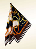 Black & Gold Equestrian Chain Print Microfiber Pocket Square