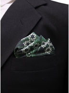 Dark Green Floral Microfiber Pocket Square