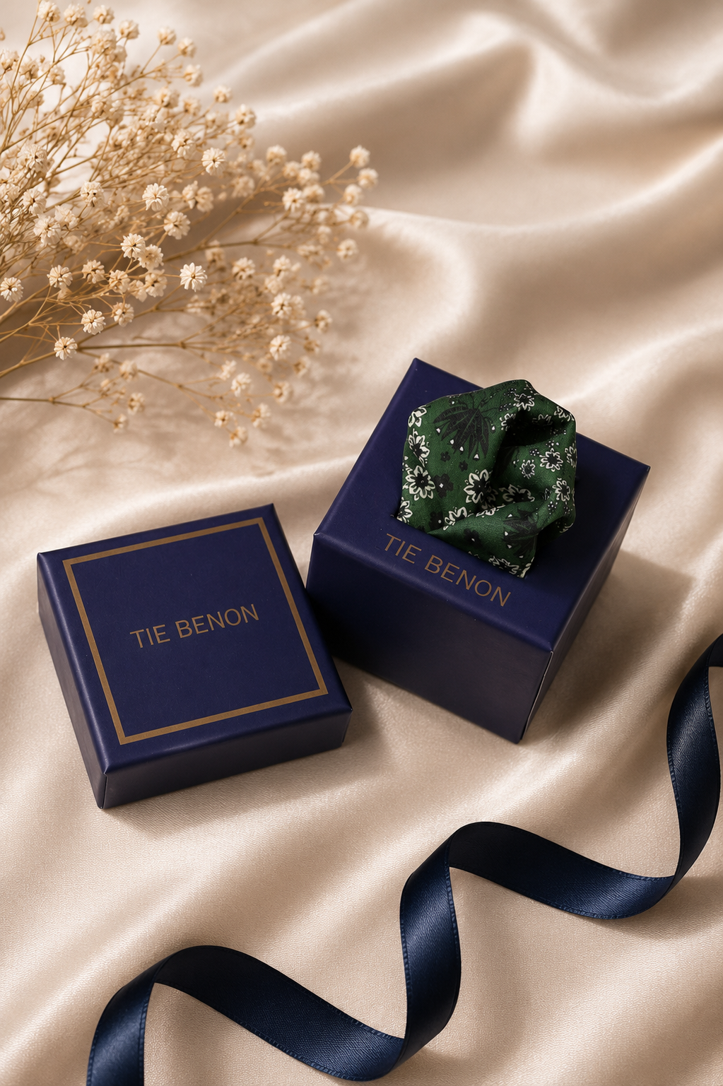 Dark Green Floral Microfiber Pocket Square