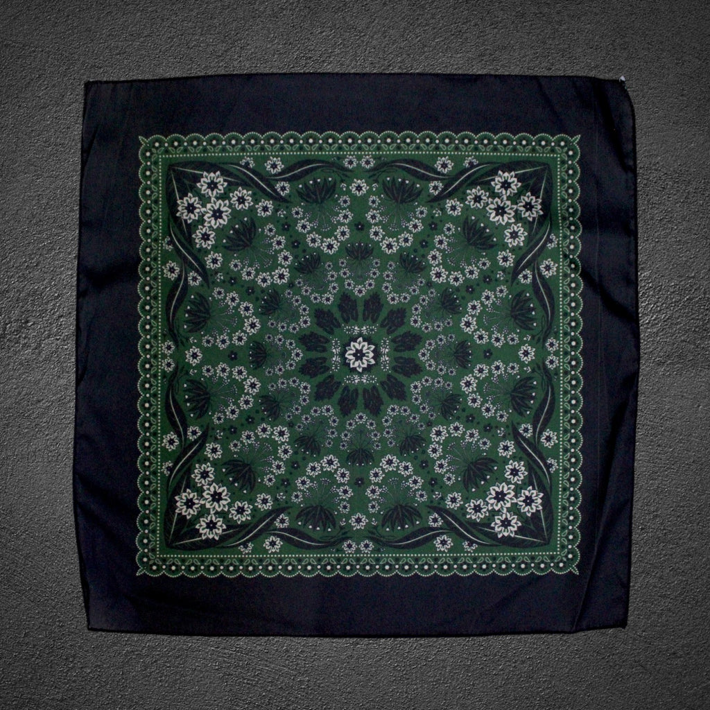 Dark Green Floral Microfiber Pocket Square