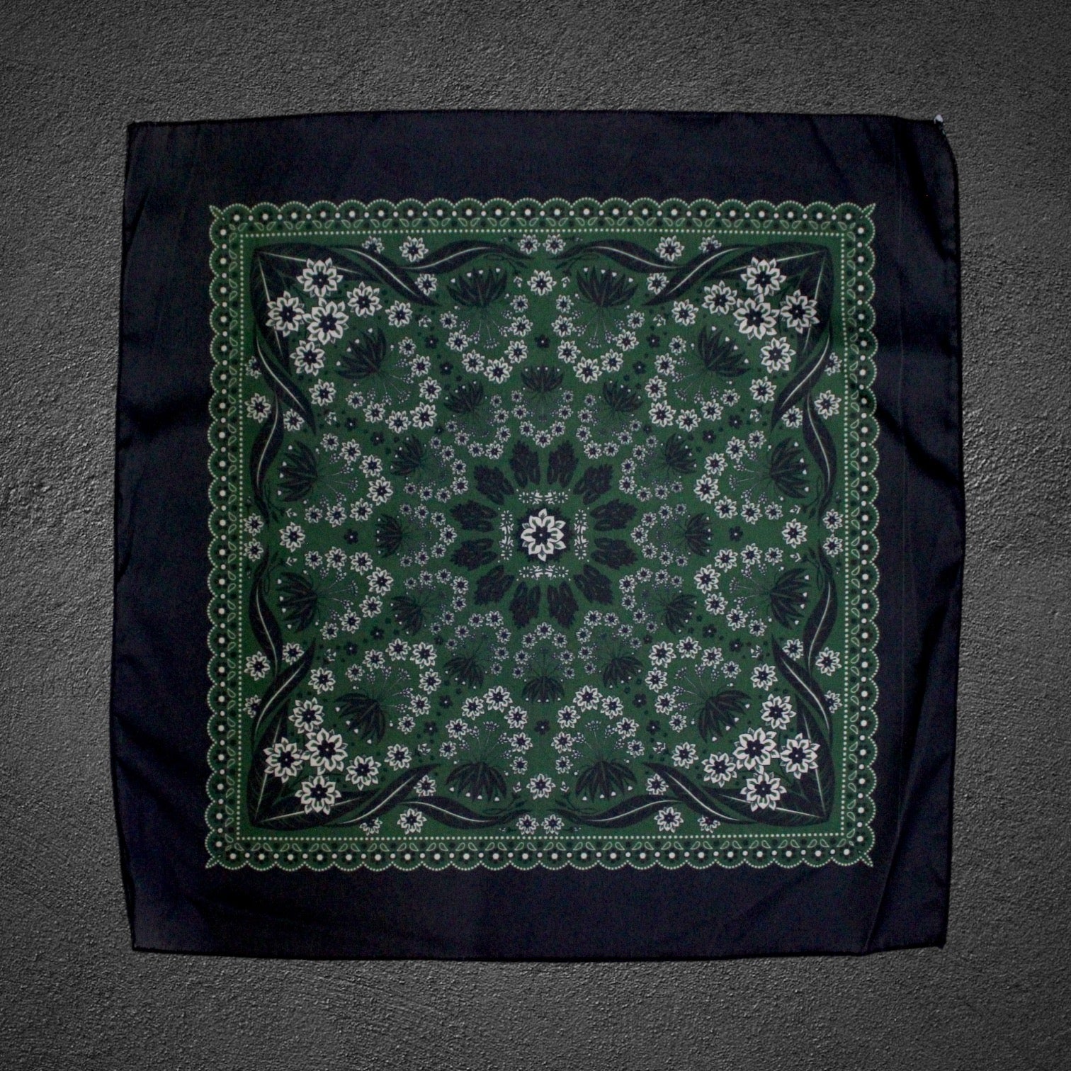 Dark Green Floral Microfiber Pocket Square