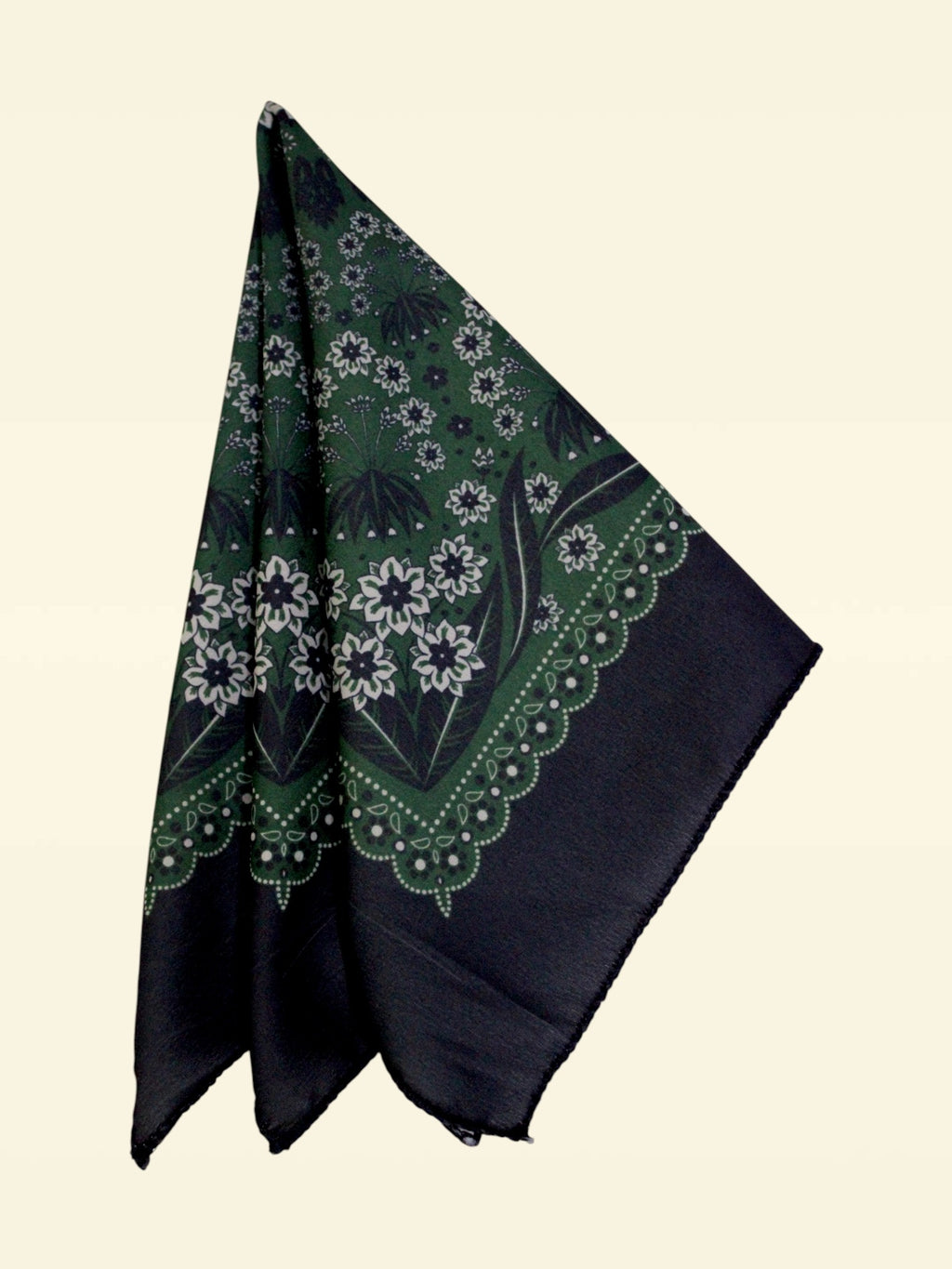 Dark Green Floral Microfiber Pocket Square