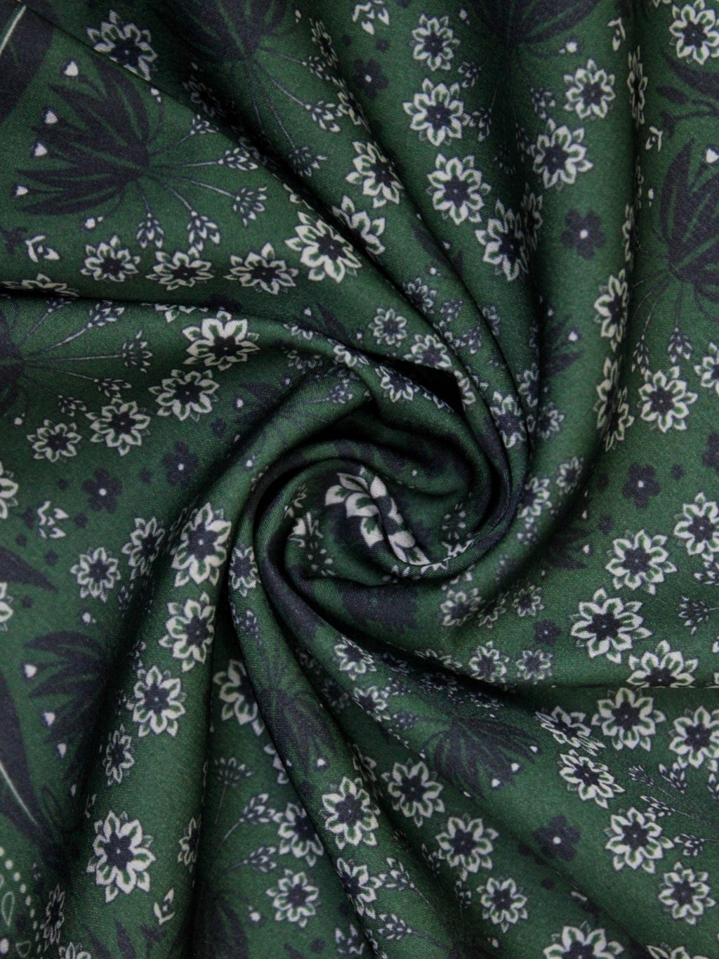 Dark Green Floral Microfiber Pocket Square
