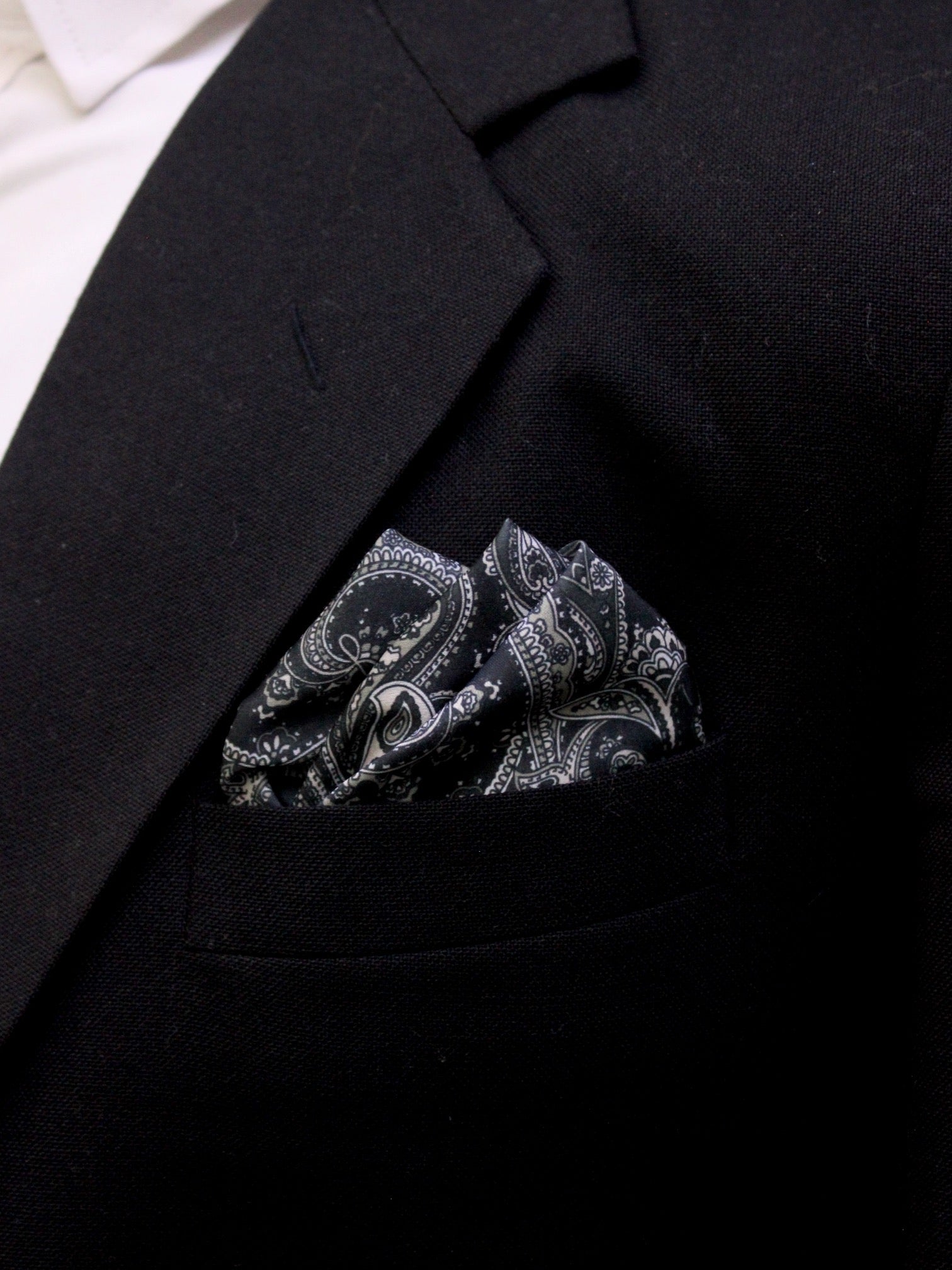 Black Paisley Microfiber Pocket Square