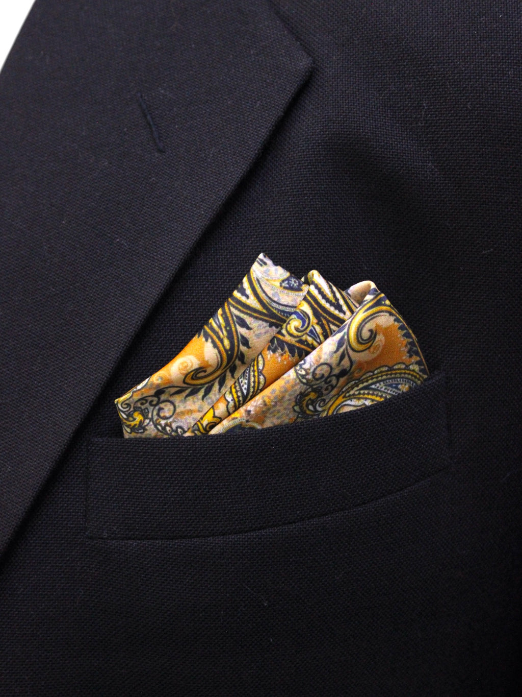 Gold Paisley Microfiber Pocket Square