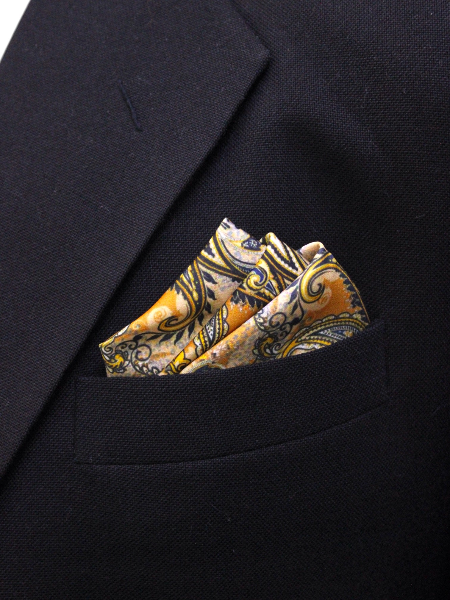 Gold Paisley Microfiber Pocket Square