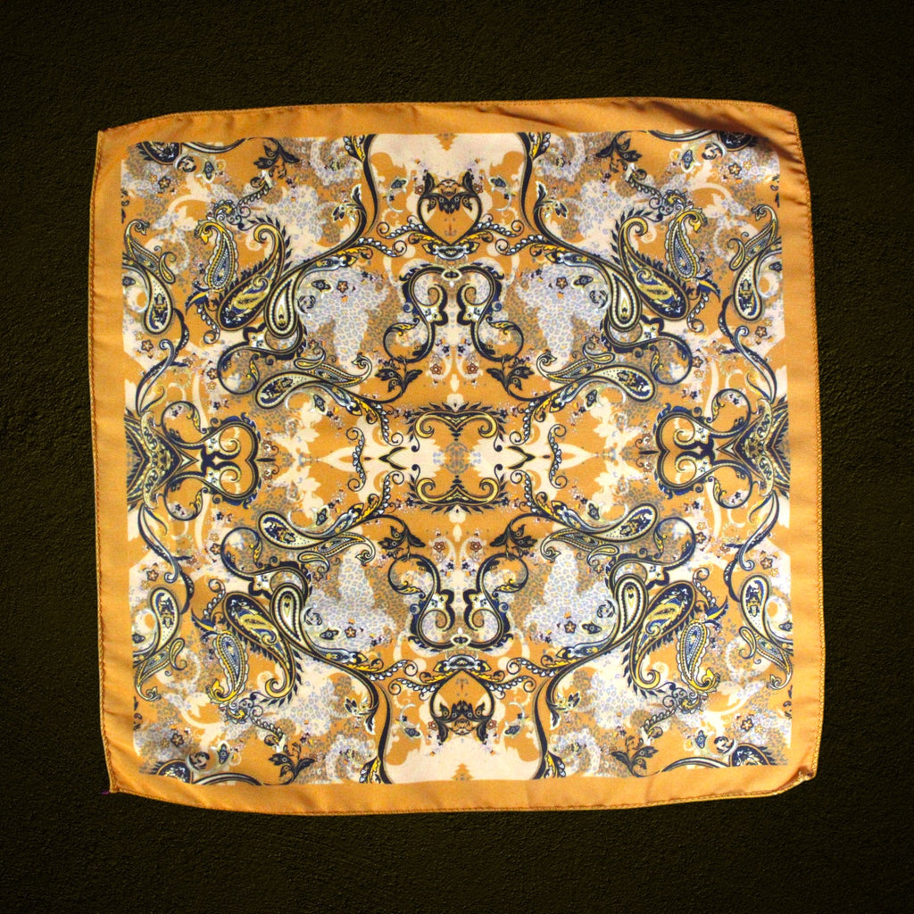 Gold Paisley Microfiber Pocket Square