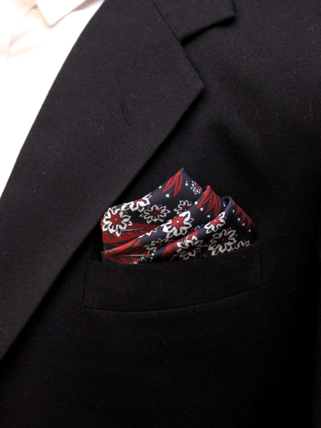 Red Floral Microfiber Pocket Square