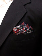 Red Floral Microfiber Pocket Square