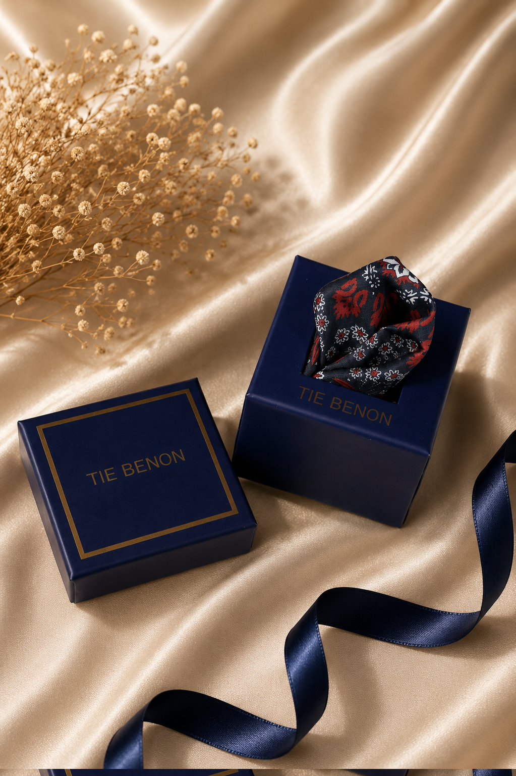 Red Floral Microfiber Pocket Square