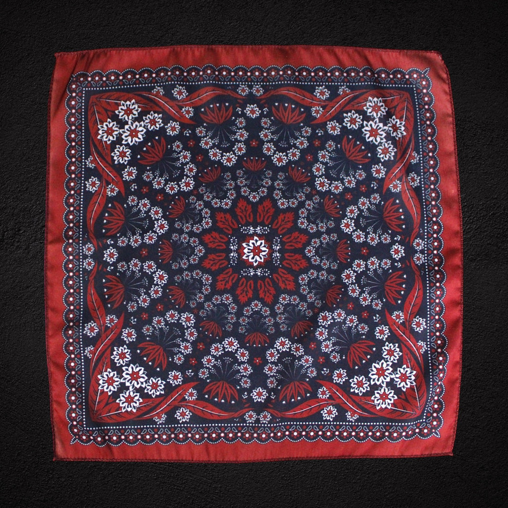 Red Floral Microfiber Pocket Square