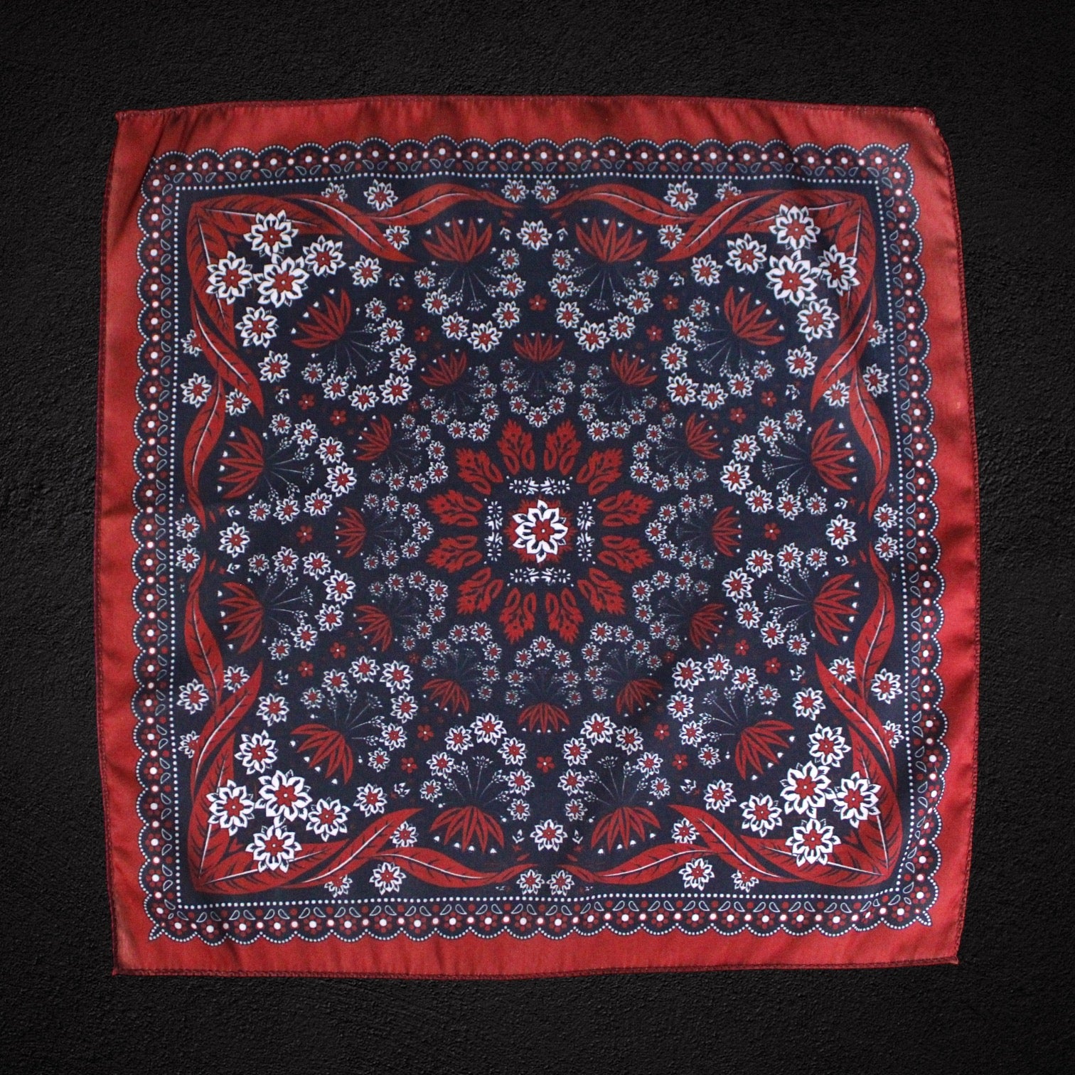 Red Floral Microfiber Pocket Square