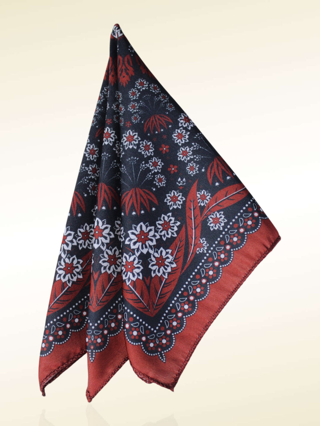 Red Floral Microfiber Pocket Square