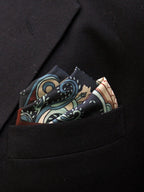 Rust Brown Paisley Microfiber Pocket Square