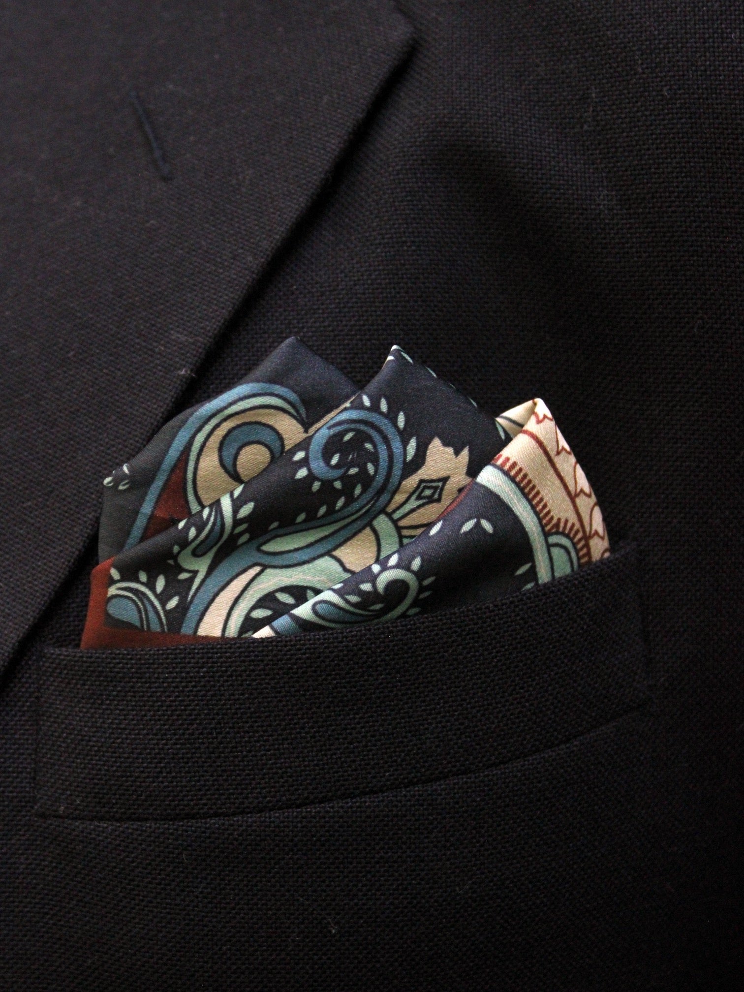 Rust Brown Paisley Microfiber Pocket Square