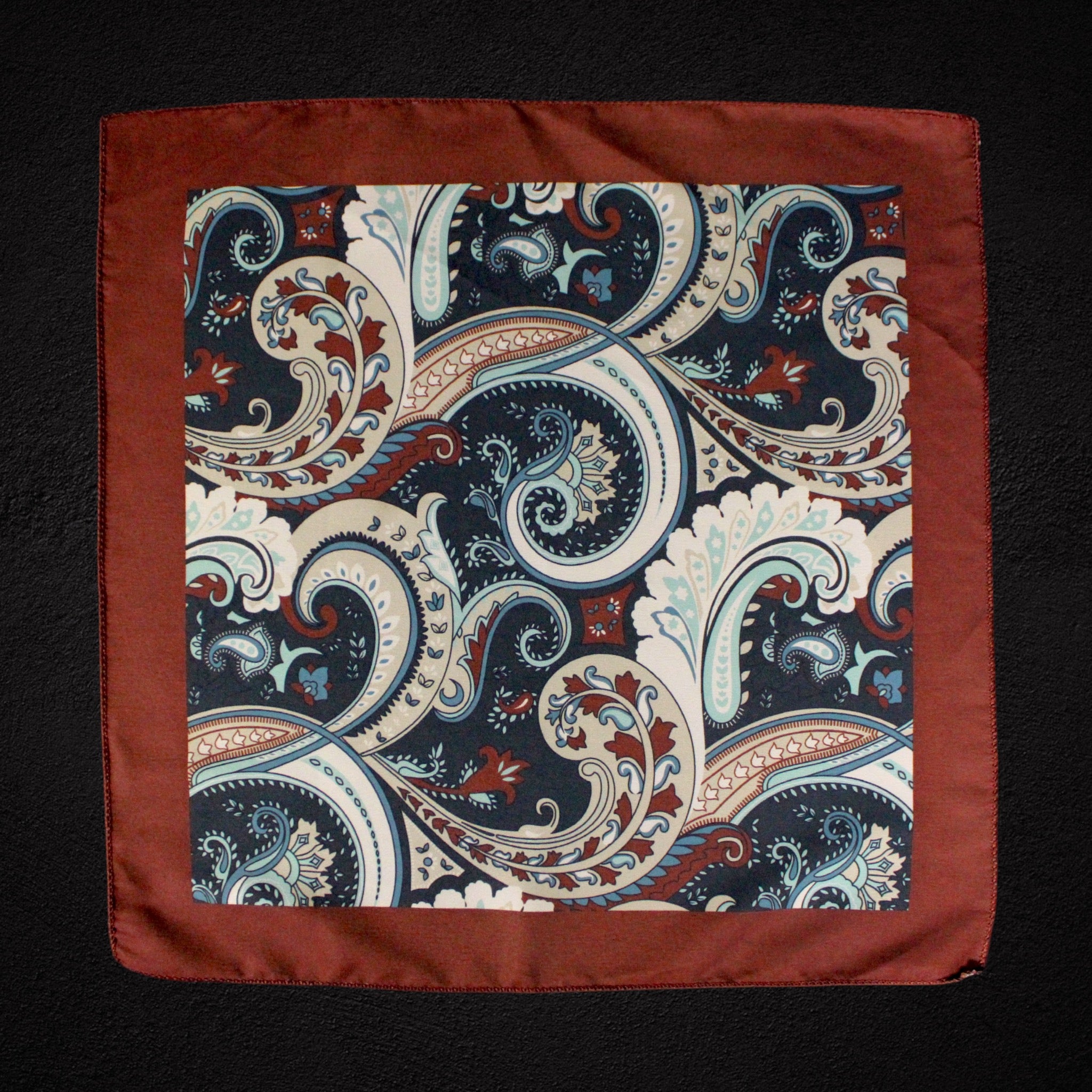 Rust Brown Paisley Microfiber Pocket Square