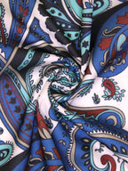 Burgundy Border Blue Paisley Microfiber Pocket Square