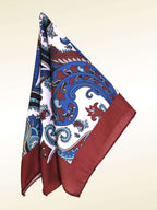 Burgundy Border Blue Paisley Microfiber Pocket Square