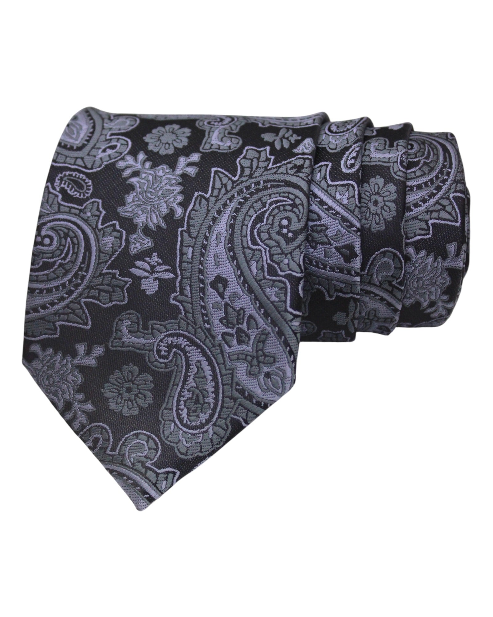 Charcoal Grey Paisley Microsilk Tie