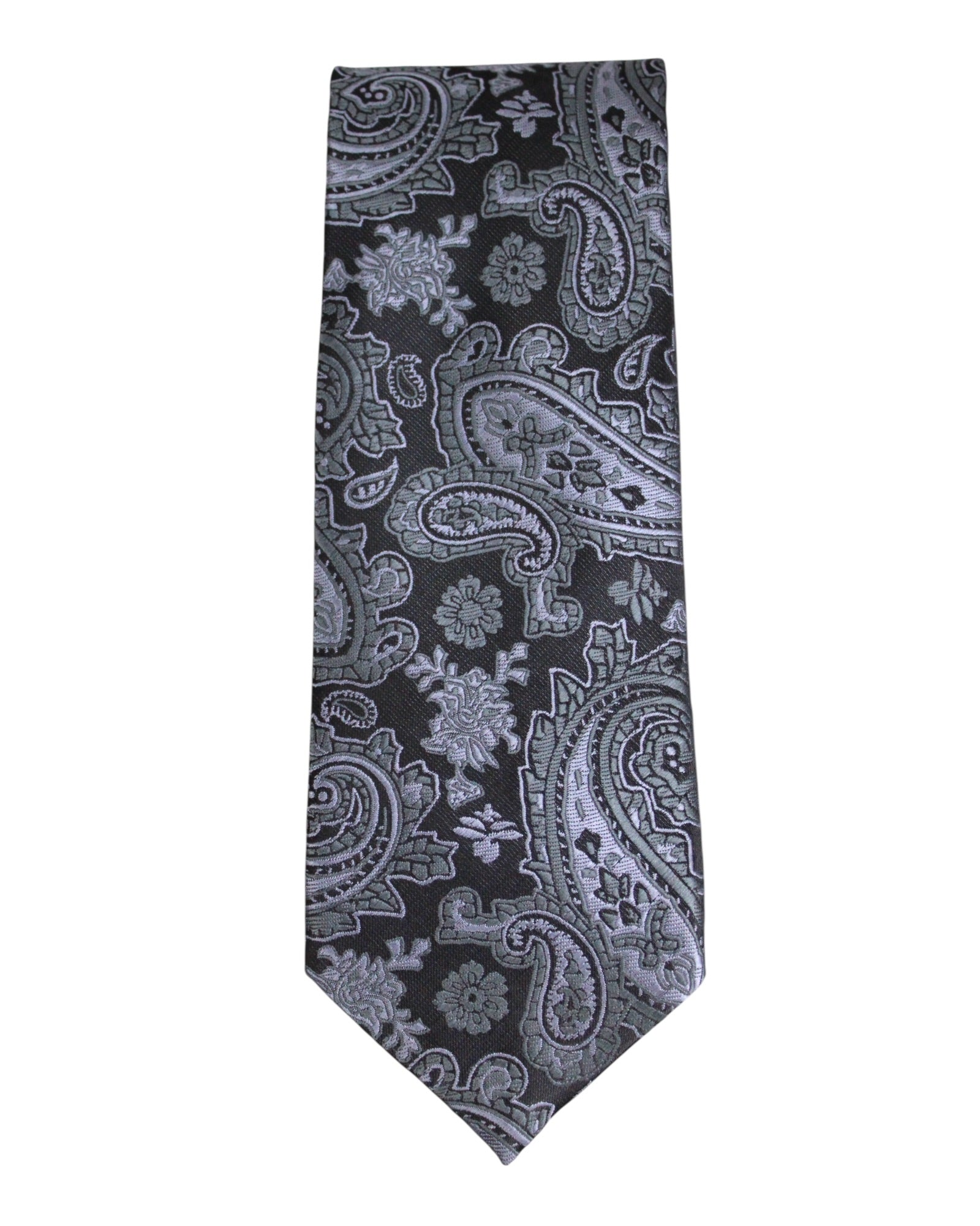 Charcoal Grey Paisley Microsilk Tie