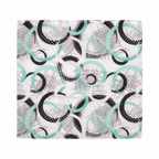 Black And Teal Blue Geometric Printed Scarf With Pocket Square