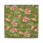 Chartreuse Green Floral Printed Scarf With Pocket Square