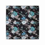 Black Floral Printed Scarf With Pocket Square
