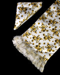 Golden Floral Printed Scarf With Pocket Square