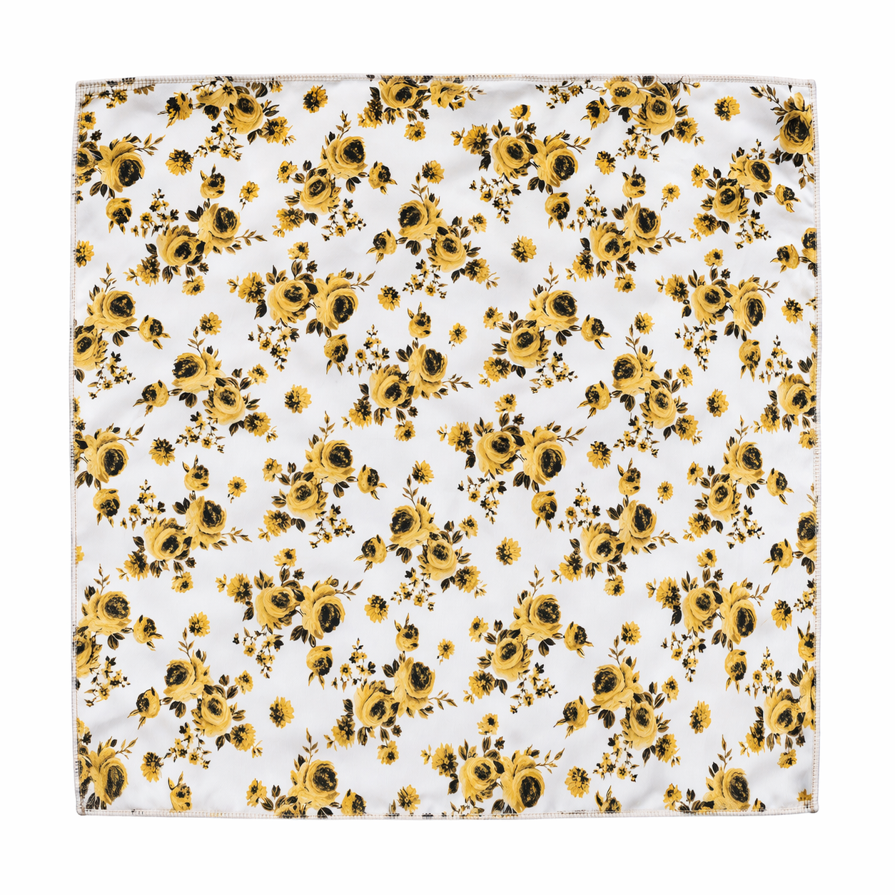 Golden Floral Printed Scarf With Pocket Square