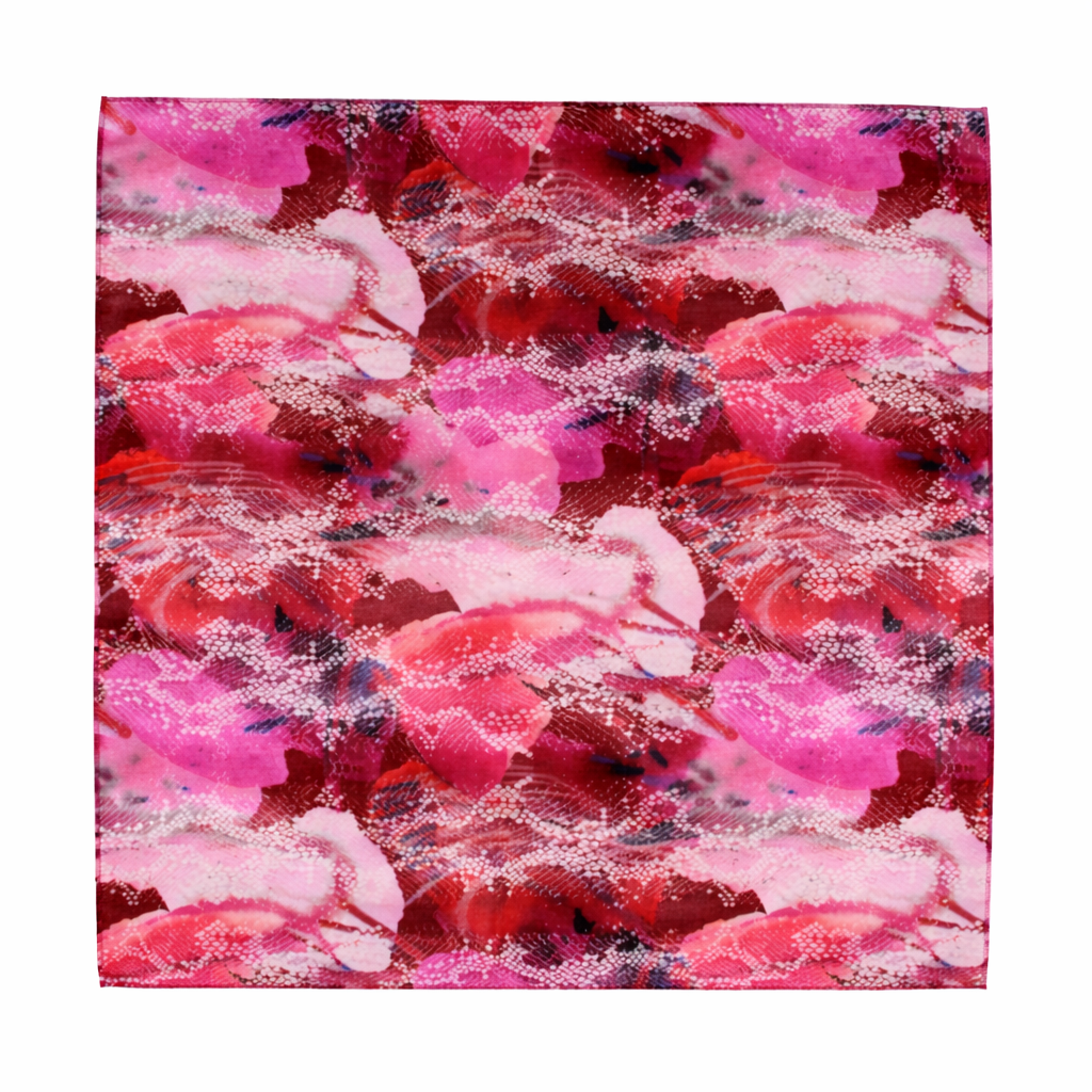 Pink Geometric Printed Scarf With Pocket Square