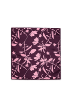 Purple Leafy Printed Scarf With Pocket Square