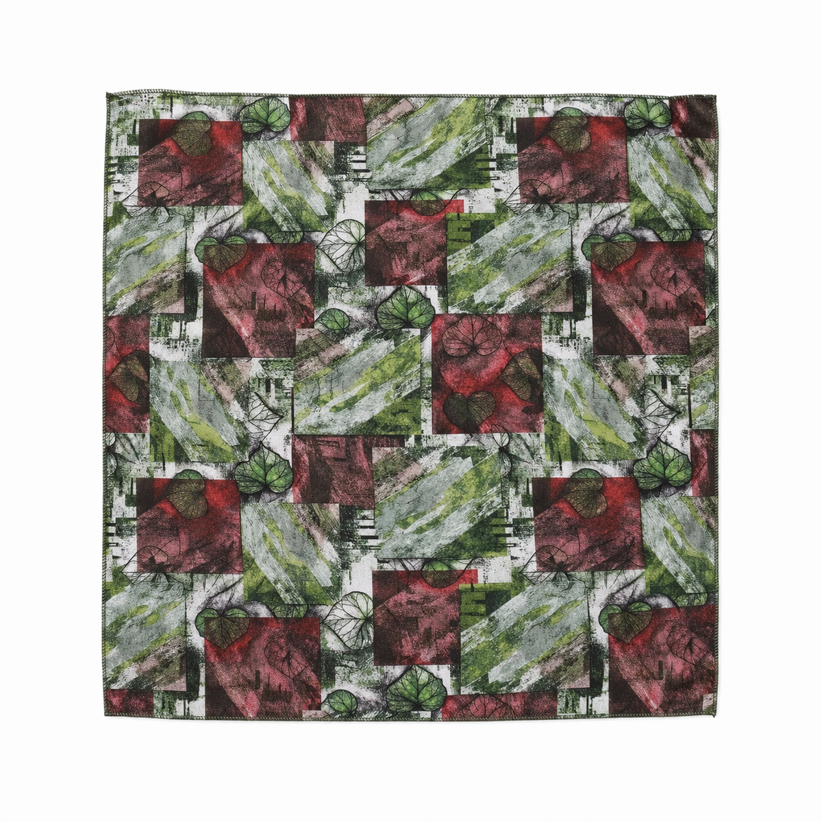 Multicolor Leafy Block  Printed Scarf With Pocket Square