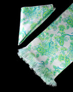 Green Paisley Printed Scarf With Pocket Square
