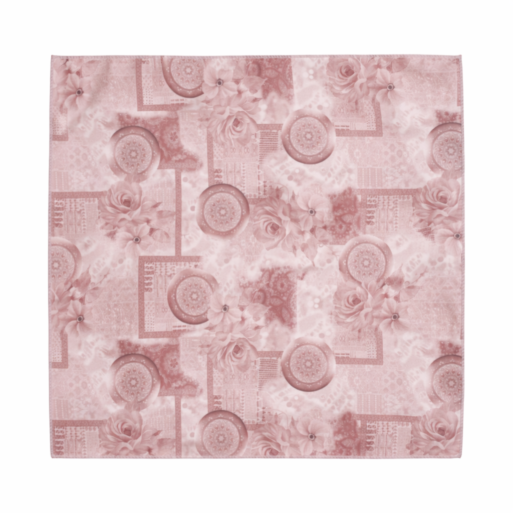 Peach Geometric Printed Scarf With Pocket Square