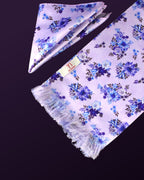 Lavender Floral Printed Scarf With Pocket Square