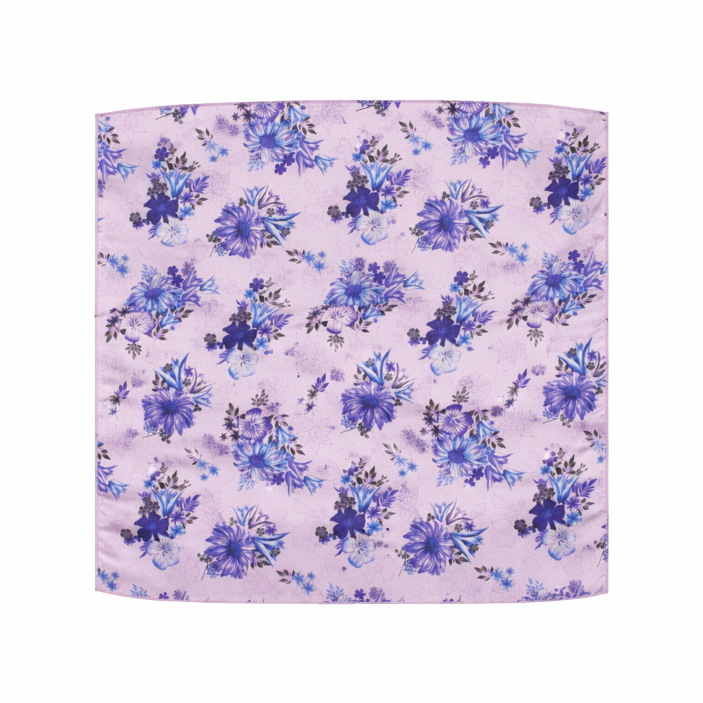 Lavender Floral Printed Scarf With Pocket Square