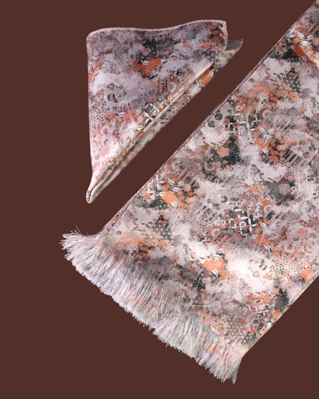 Cotton Seed Multicolour Geometric Printed Scarf With Pocket Square